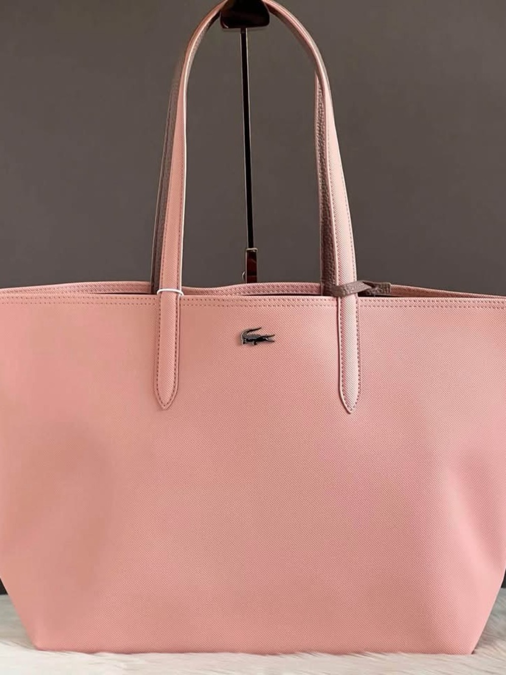 Lacoste Blush Pink Textured Tote